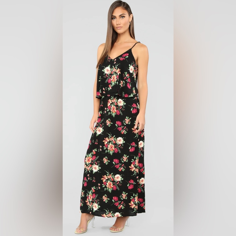 Ambiance Black Floral Maxi Dress